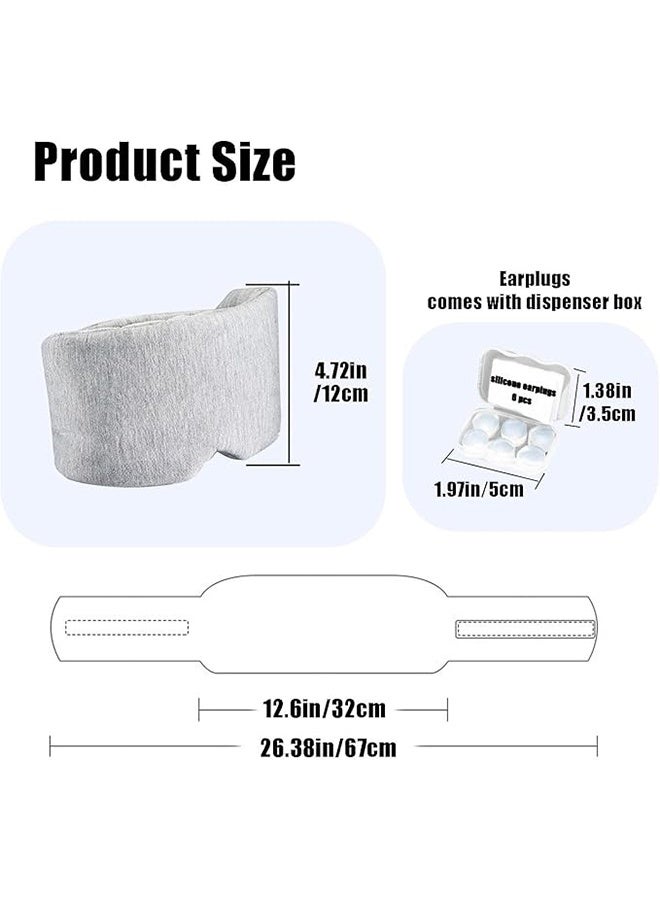 قناع النوم، أقنعة عيون معزولة عن الضوضاء للنساء والرجال، أغطية عيون تعتم مع سدادات أذن سيليكون، مجموعة تبريد، أقنعة عيون ثلاثية الأبعاد قابلة للتعديل للسفر (رمادي فاتح) - Image 2